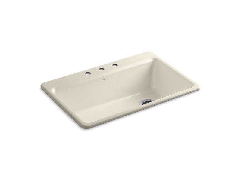 KOHLER K-5871-3A2-47 Riverby 33″ x 22″ x 9-5/8″ top-mount single-bowlkitchen sink with accessories