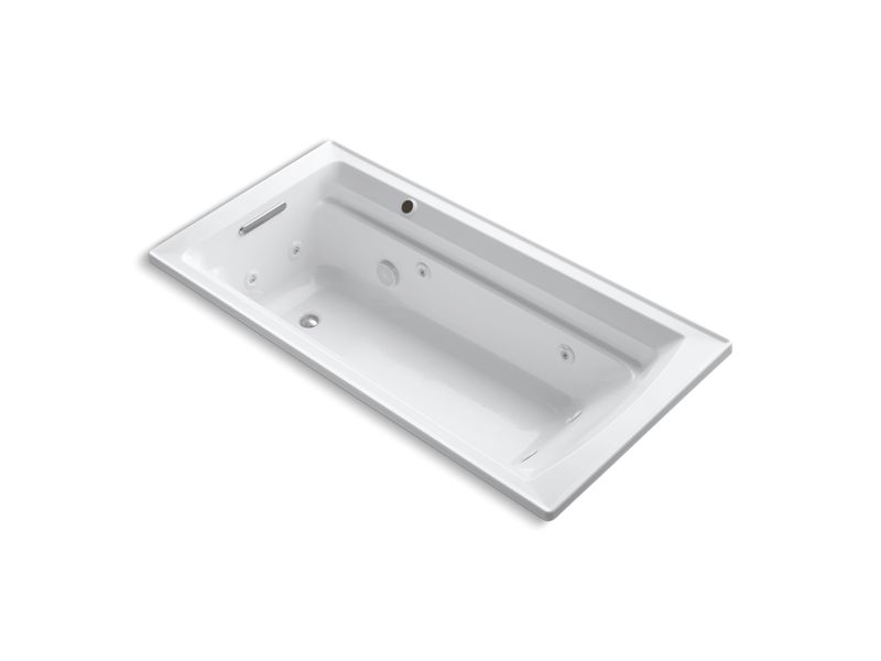 KOHLER 1124-W1 Archer 72″ x 36″ drop-in whirlpool bath with end drain and Bask heated surface