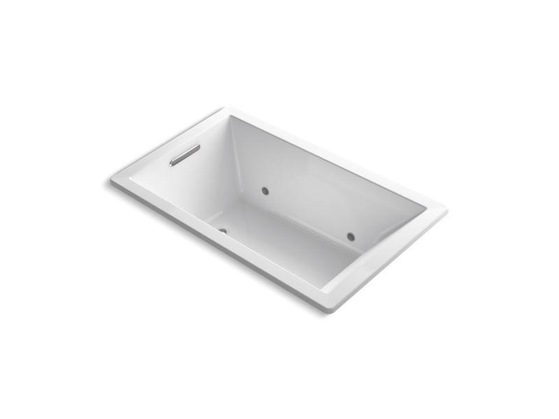 KOHLER K-1849-GCW-0 Underscore Rectangle 60″ x 36″ drop-in BubbleMassage(TM) Air Bath with reversible drain and Bask(TM) heated surface