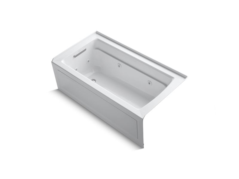 KOHLER 1122-HL Archer 60″ x 32″ alcove whirlpool bath with integral apron, left-hand drain and heater