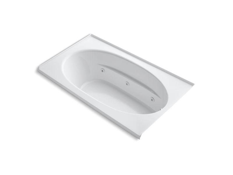 KOHLER K-1114-RH-0 Windward 72″ x 42″ alcove whirlpool with integral flange, right-hand drain and heater