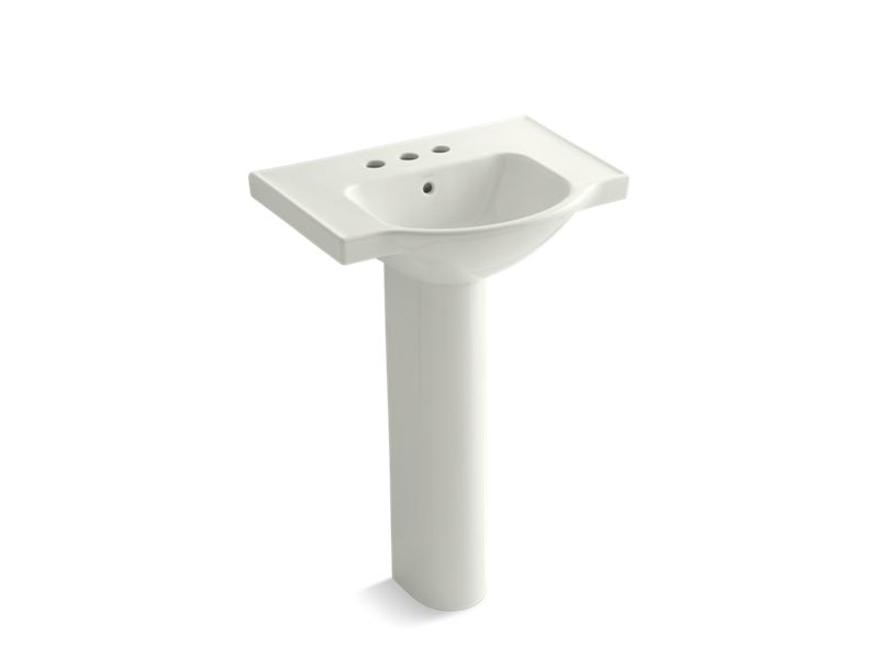 KOHLER Veer K-5266-4-NY Dune 21″ rectangular pedestal bathroom sink