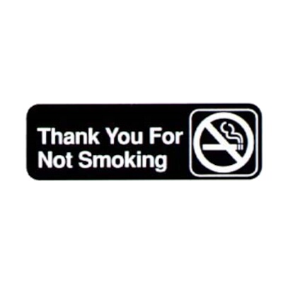 Vollrath 4521 – Thank You For Not Smoking Sign, 3″ x 9″, white on black