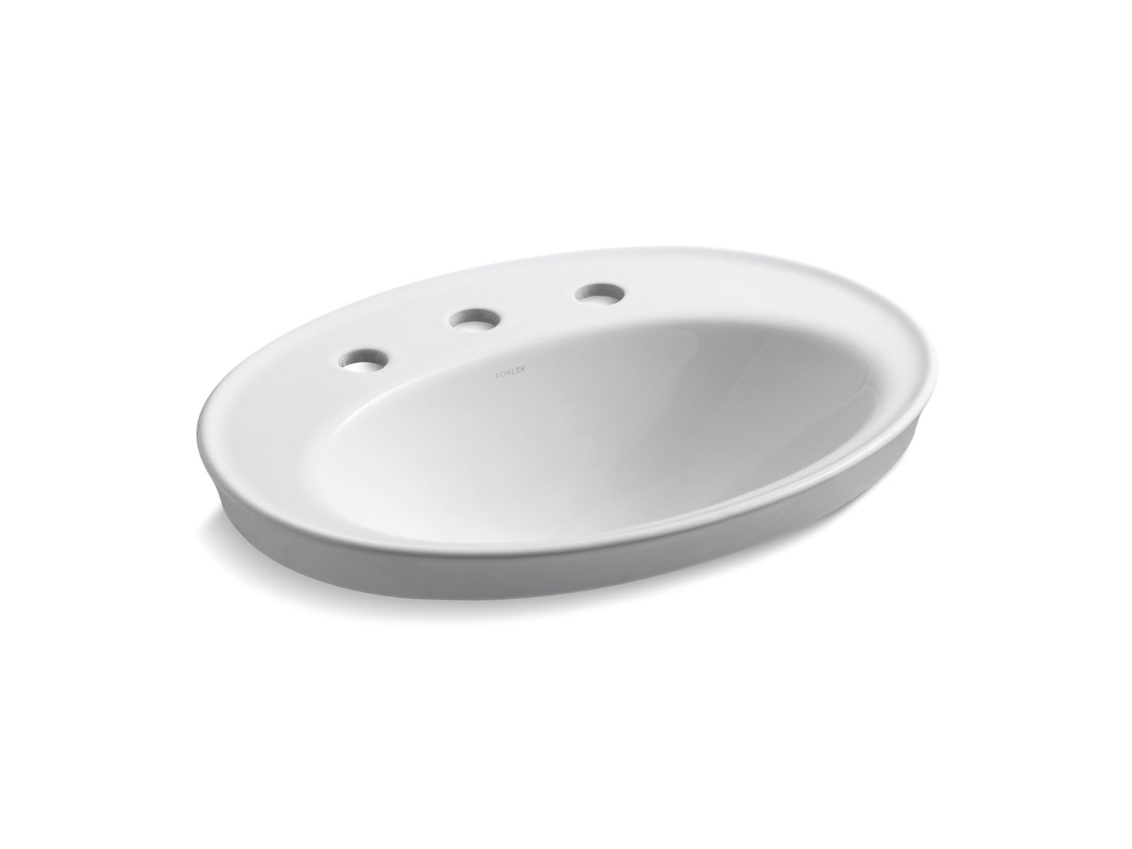 KOHLER K-2075-8-0 Serif 22-1/4″ Oval Drop-In Bathroom Sink In White