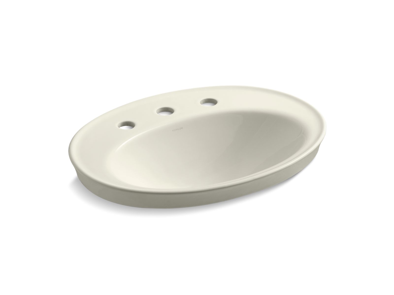 KOHLER K-2075-8-96 Serif 22-1/4″ Oval Drop-In Bathroom Sink In Biscuit