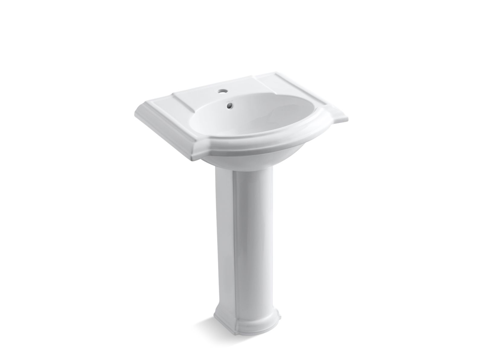 KOHLER K-2286-1-0 Devonshire 24-1/4″ Rectangular Pedestal Bathroom Sink In White