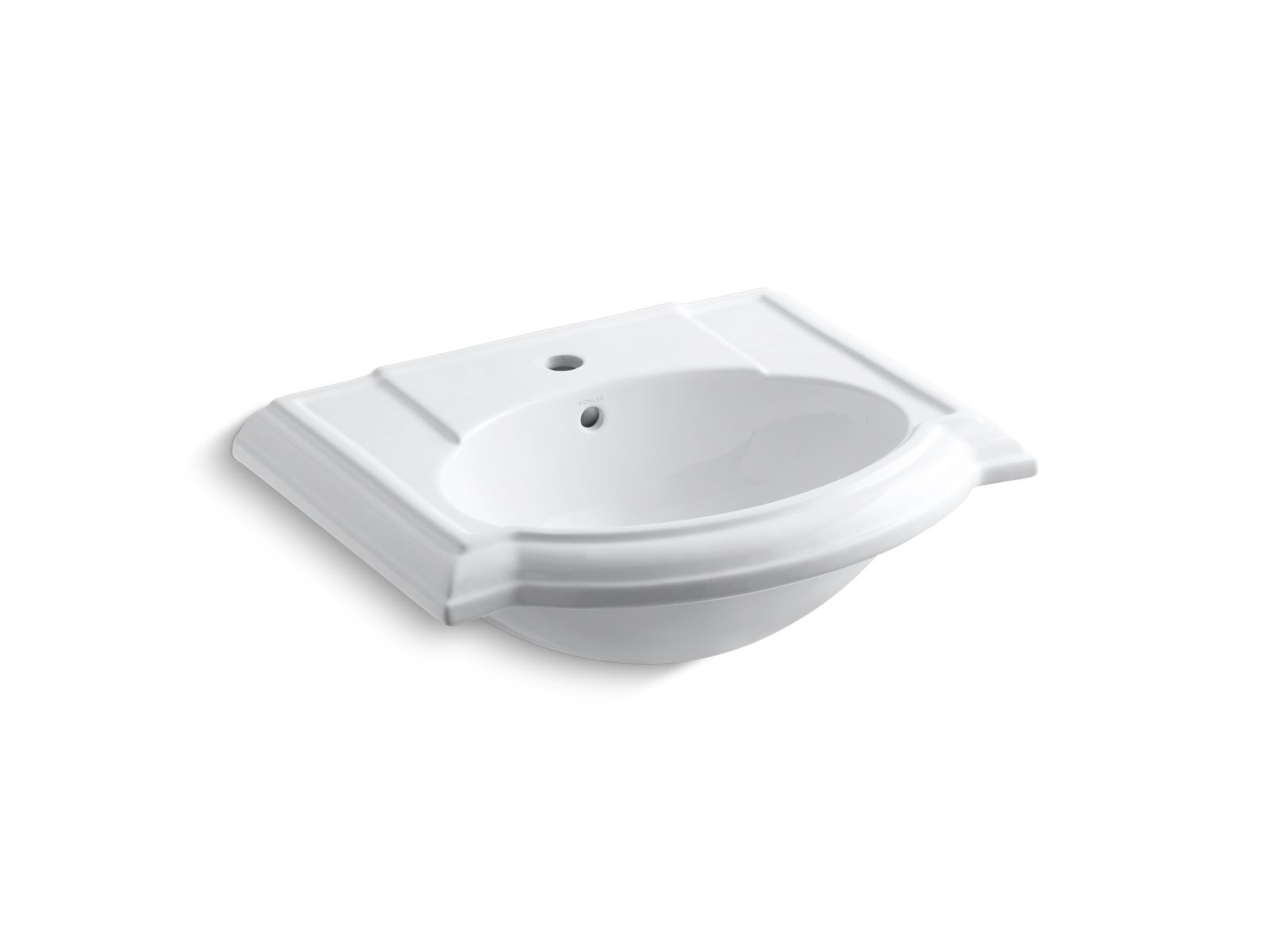 KOHLER K-2287-1-0 Devonshire 24-1/4″ Rectangular Pedestal Bathroom Sink In White